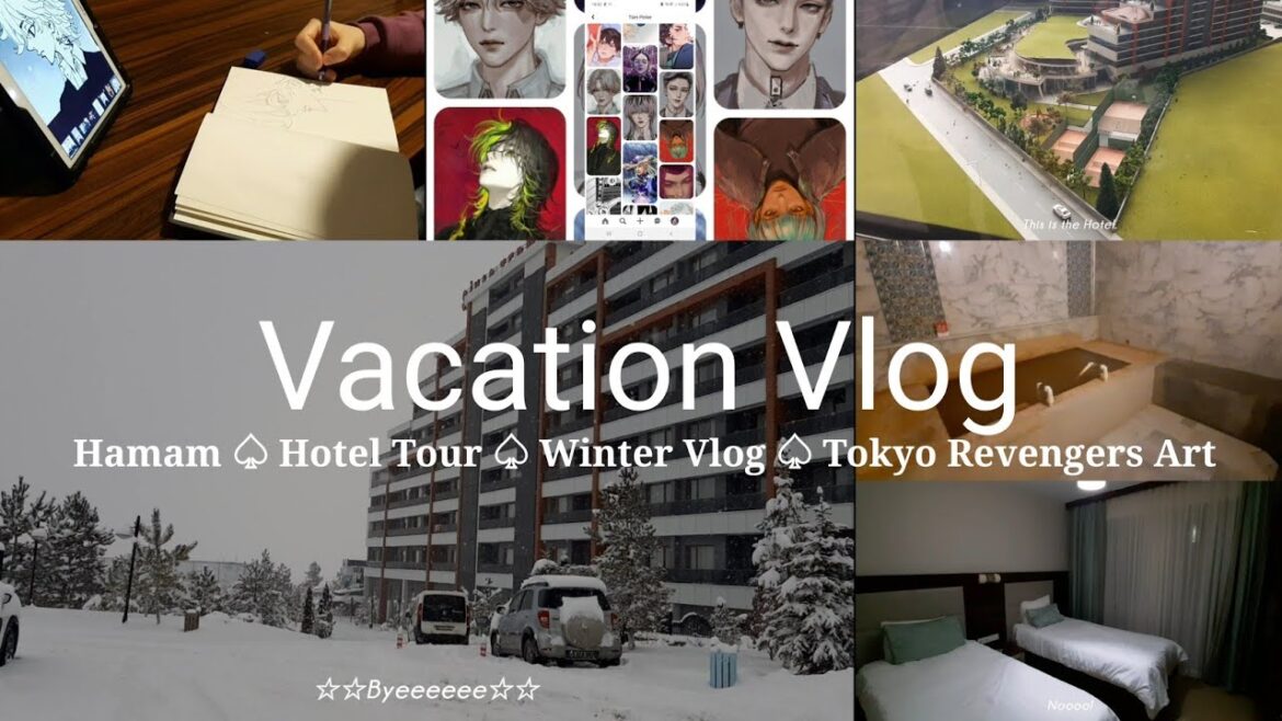 Winter Holiday Vlog | Tokyo Revengers Mikey drawing, hotel tour, sulfur pool, silent vlog