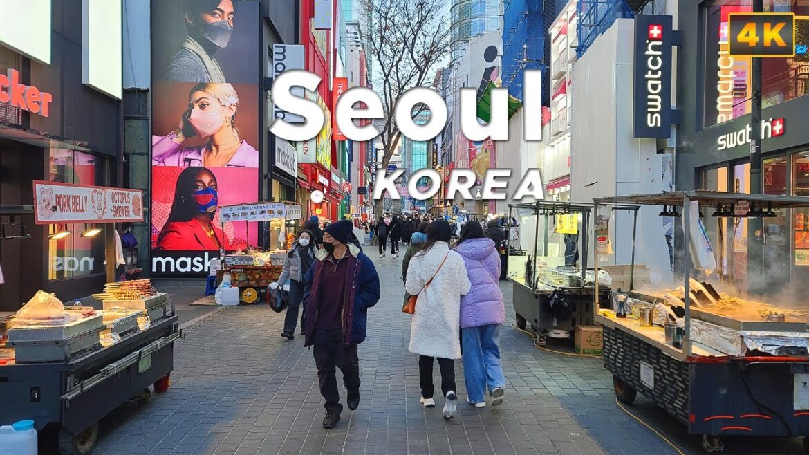 [4K] Korea Walk, Seoul - Myeongdong Shopping and Street Food District