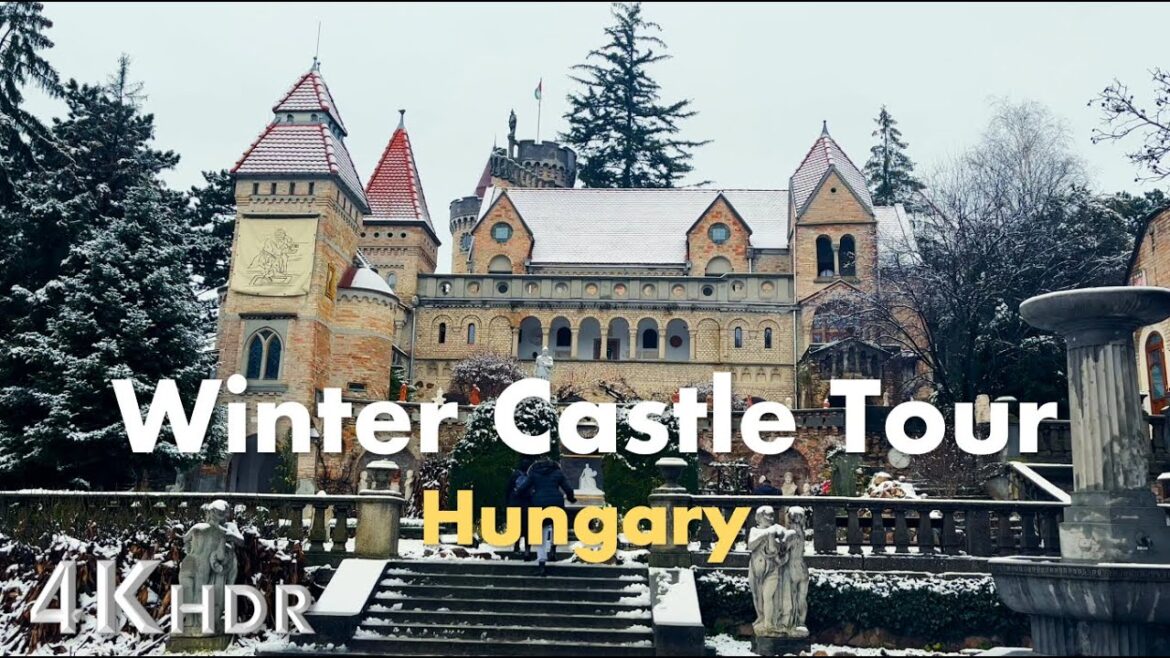 Snowy European Castle | 4K Walking Tour of Bory Castle | Székesfehérvár, Hungary, 2023