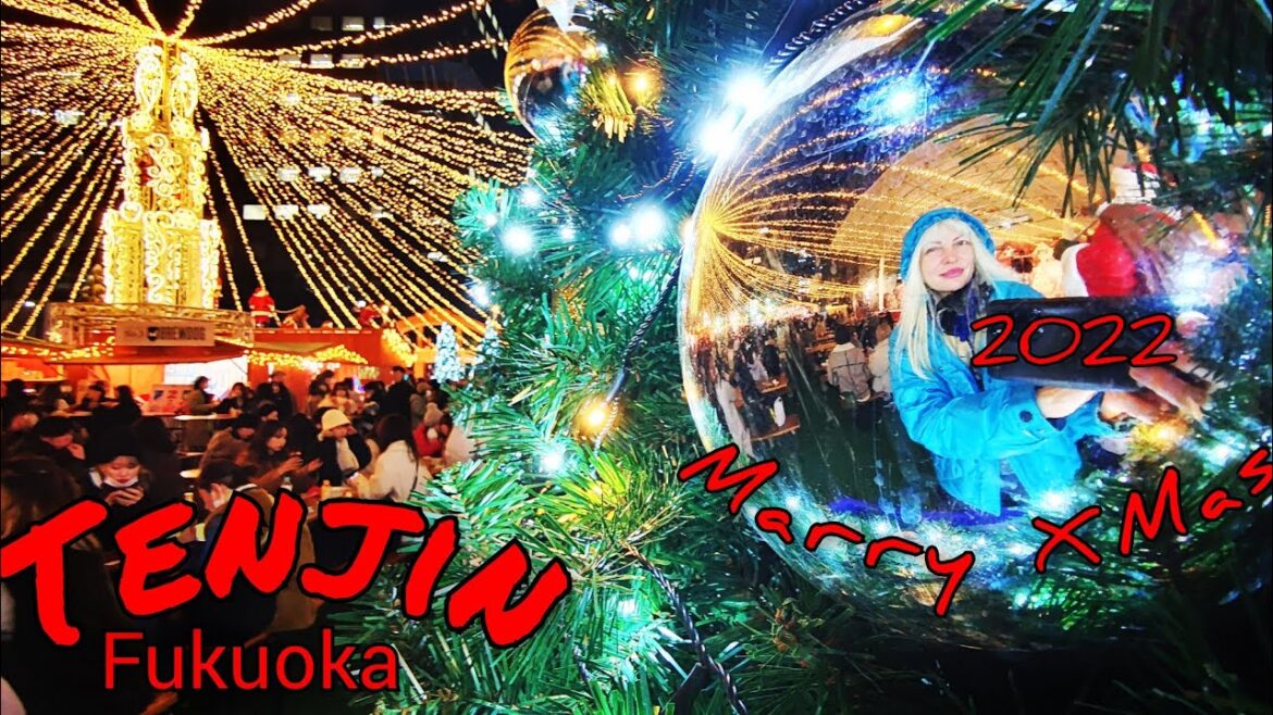 FUKUOKA TENJIN CHRISTMAS MARKET HUGE PARTY, NAKASU FOOD STALLS, PASSAGE XMAS by Adeyto 2022