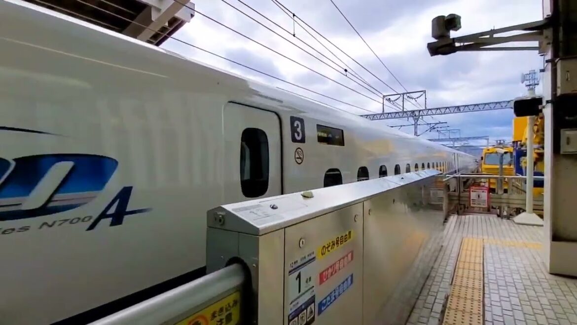 Arriving at Kyoto Station: Shinkansen Japan bullet train arriving in Kyoto (Nozomi onwards to Tokyo)