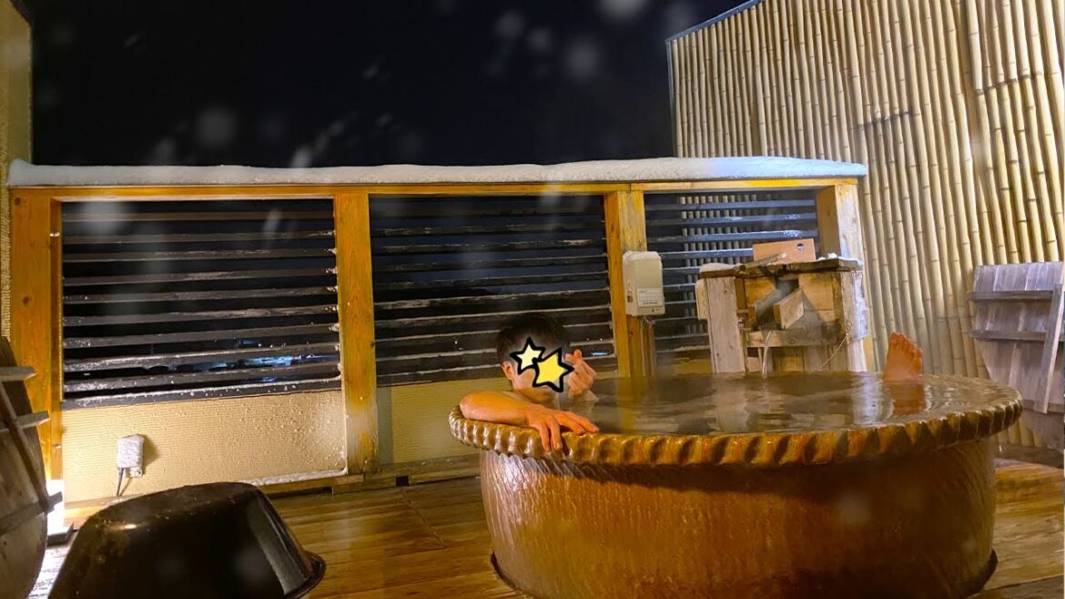 【湯田中温泉】冬の絶景を独り占め！雪の中の温泉が楽しめる宿！☃️♨️（-7℃は寒いよ〜！）