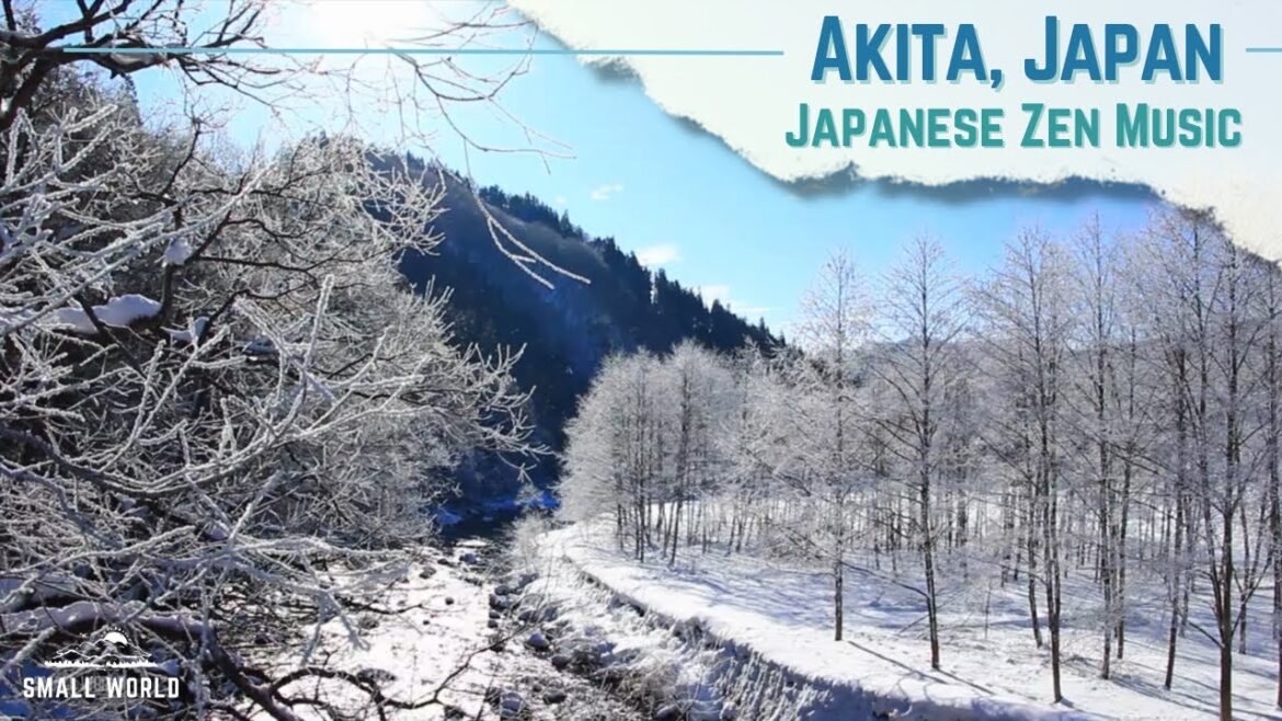 Winter in Akita, Japan | Japanese Zen Music & River Ambience - Relaxing Bamboo Flute & Shamisen