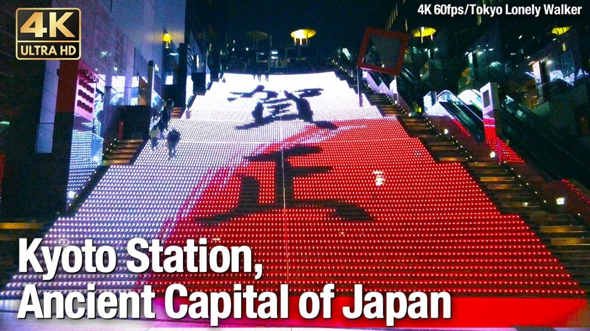[4K]🇯🇵 Kyoto Station, Ancient Capital of Japan/京都駅 大階段 グラフィカルイルミネーション