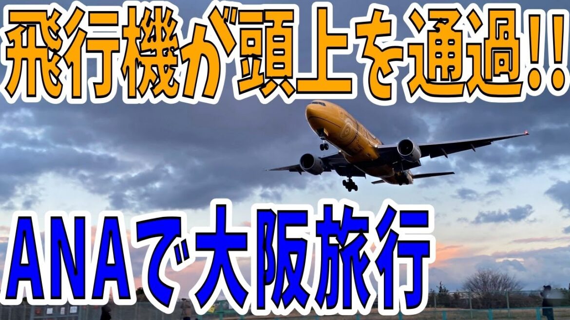 【ANA】弾丸大阪旅行！頭上をかすめる大迫力！『飛行機撮影の聖地』と言われる千里川河川敷に行って来た！｜ANAフライト羽田⇄伊丹｜A321｜B777-300