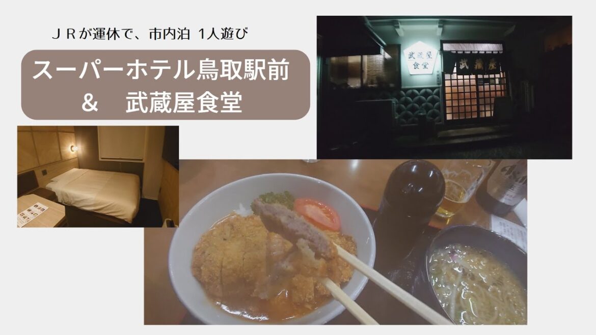 【スーパーホテル鳥取駅前と武蔵屋食堂】ふらっと１人遊び　大雪で列車が運休。　鳥取市内に宿泊。晩御飯はユーチューブで「まいう」の石塚さんが美味しそうに食べてるカツ丼を発見！武蔵屋食堂で#登録お願いします