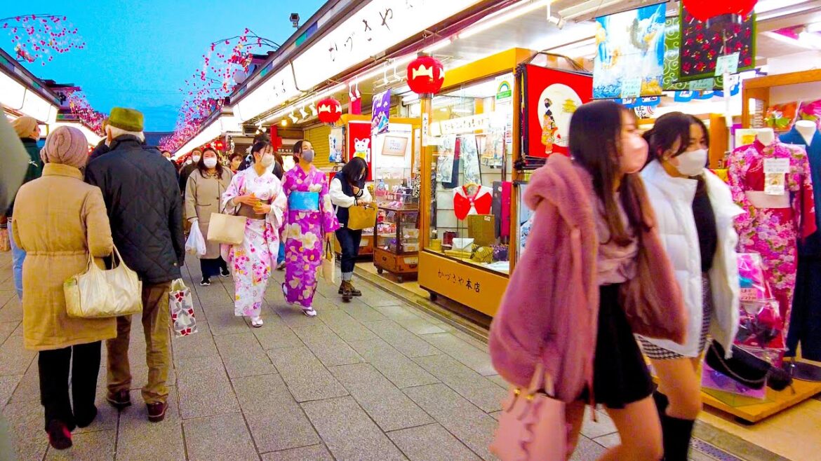 Asakusa in Tokyo 🐶🍻 Japanese culture shopping ♪ 💖 4K ASMR non-stop 1 hour 06 minutes