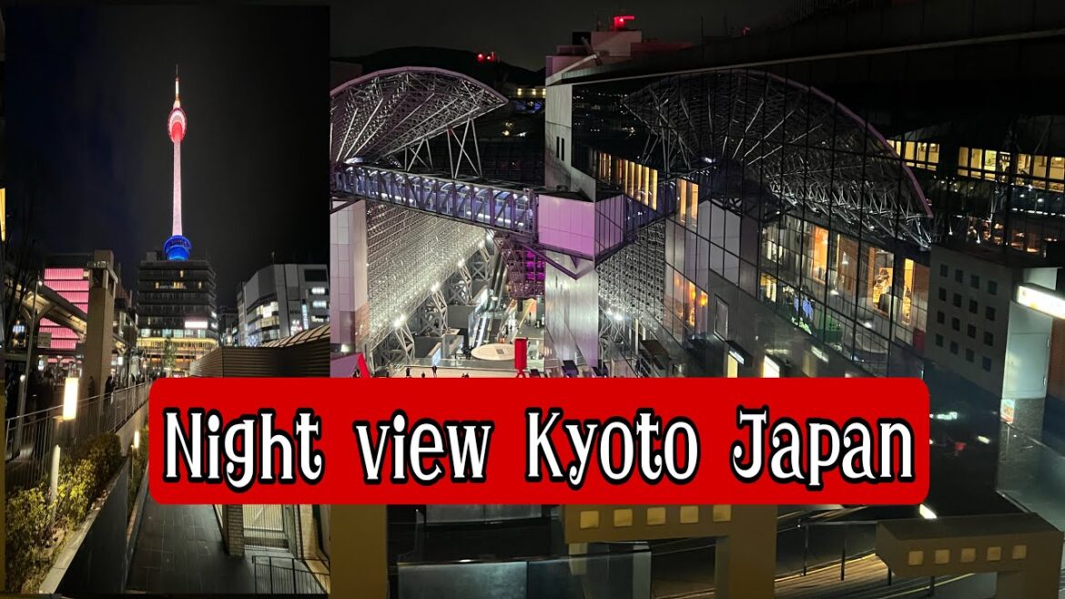Night view Kyoto Japan.most popular city in  the world.Kyoto Station Night Walking Tour.kyoto city
