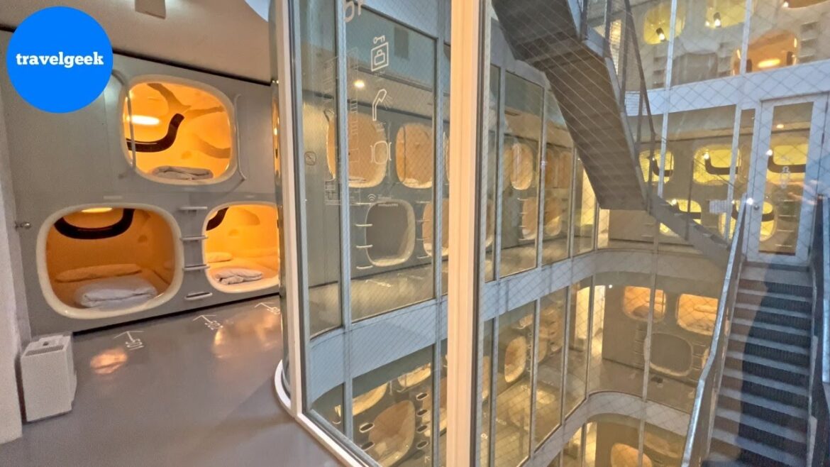 Staying at Incredible Capsule Hotel Tower in Tokyo Japan | nine hours Sleep Pod
