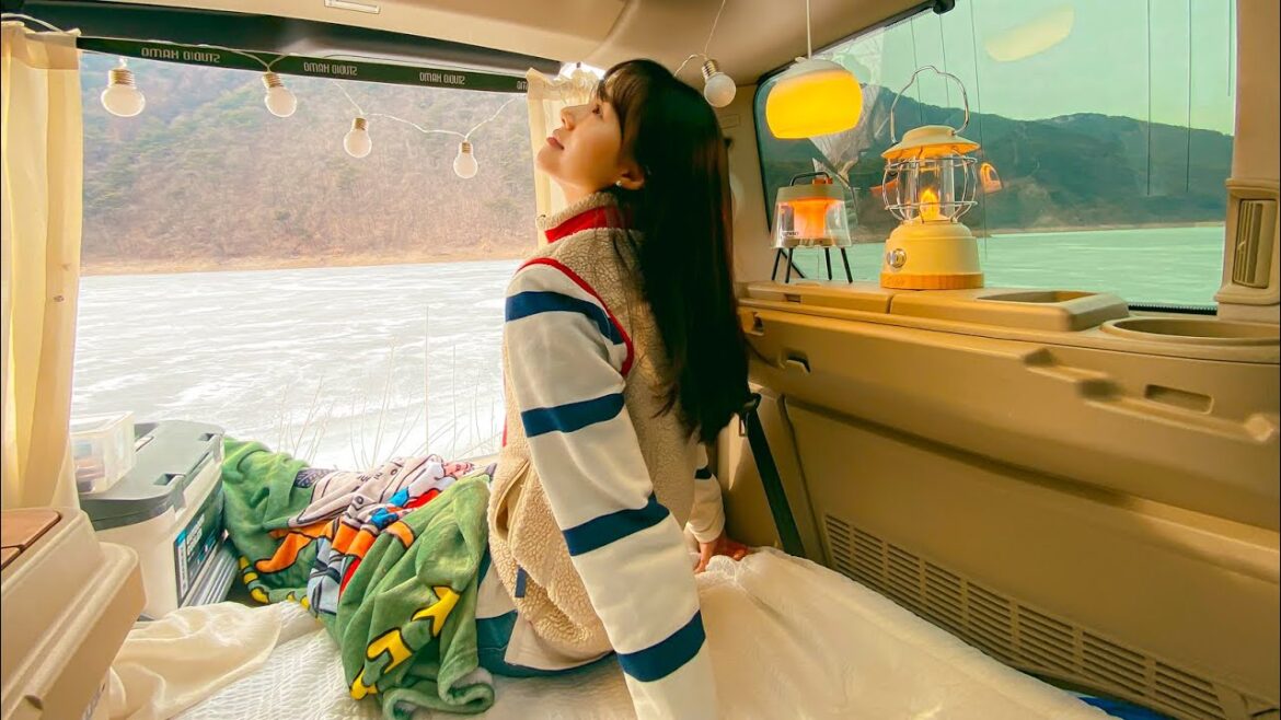 SUB) 꽁꽁 얼어버린 호수 위 차박 했어요ㅣ겨울차박ㅣ동계차박ㅣ스텔스차박세팅ㅣ차박캠핑ㅣ랜드로버 디스커버리4 차박