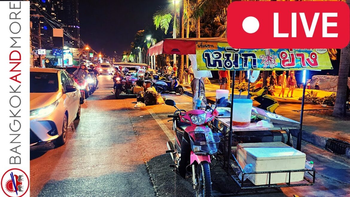 🔴 LIVE from PATTAYA Beach - Nighttime Street Food and more...