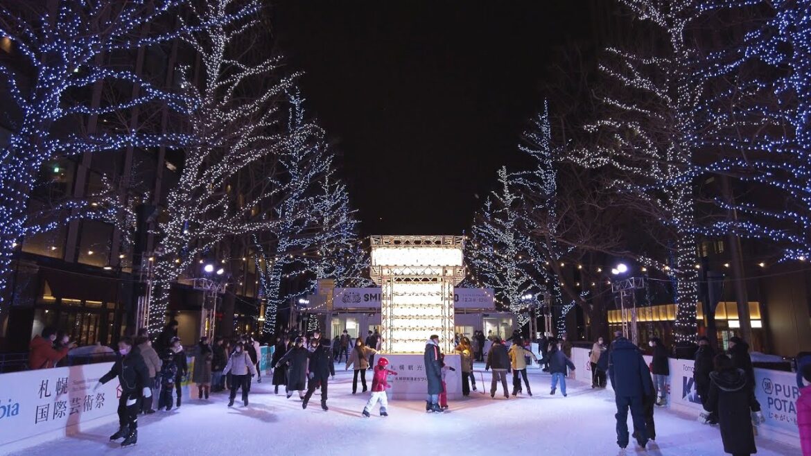 【4K】スマイルリンクさっぽろ 2023 アカプラ 北3条広場 スケートリンク 散策 日本 北海道 札幌 中央区【Binaural Audio】