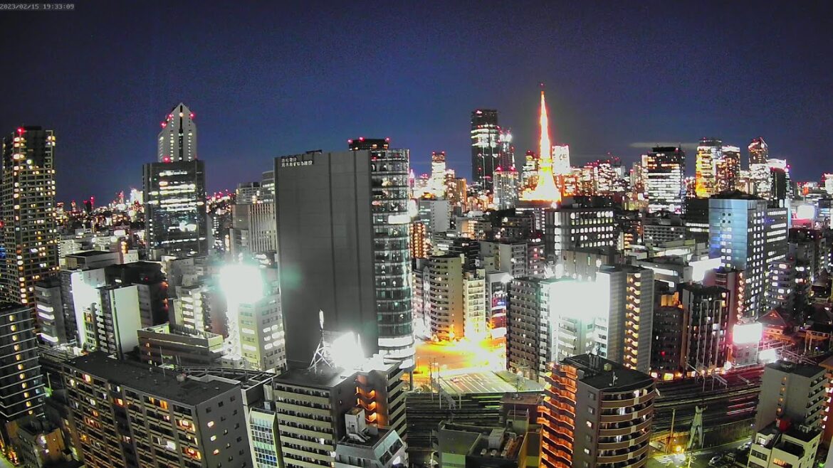 【東京タワー&鉄道ライブカメラ】東京 夜景 港区 六本木 Tokyo Tower & Railway Livecam | Live Camera | Japan |H.View Camera
