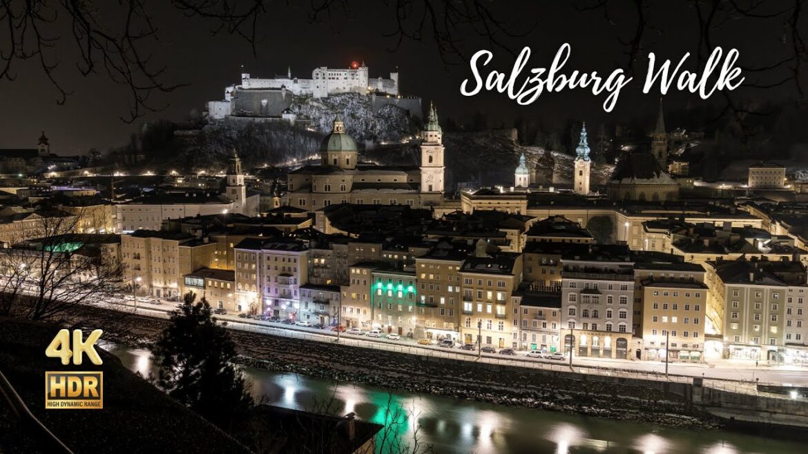 Salzburg, Austria - Night walking tour 2023 - Old Town area  - 4K HDR