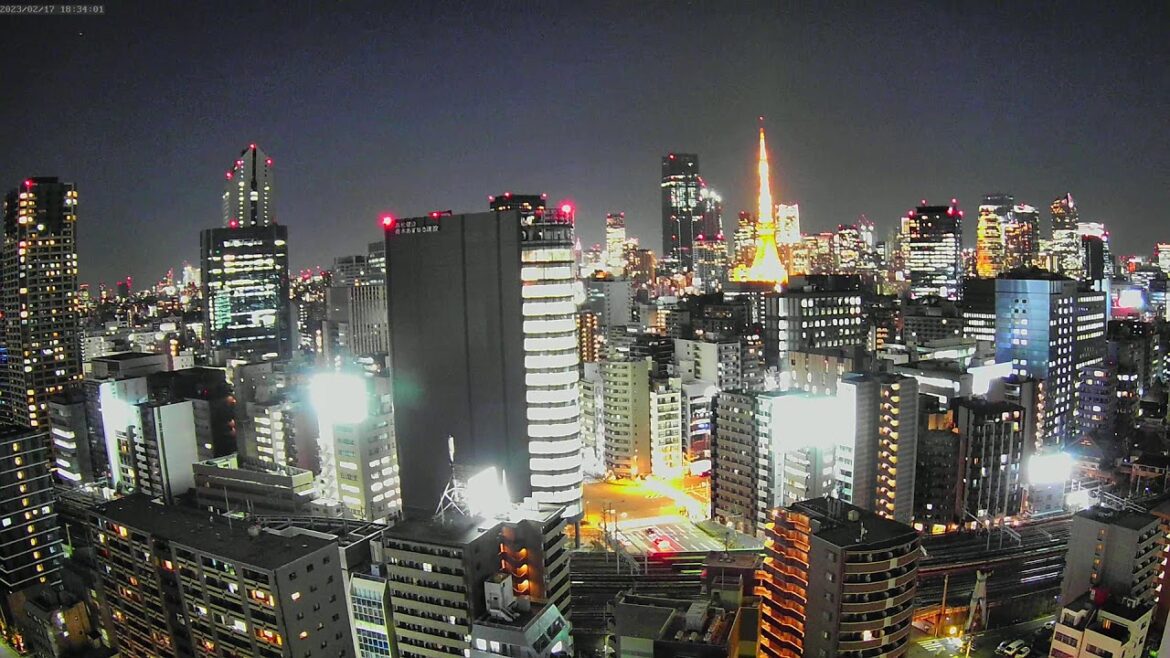 【東京タワー&鉄道ライブカメラ】東京 夜景 港区 六本木 Tokyo Tower & Railway Livecam | Live Camera | Japan |H.View Camera
