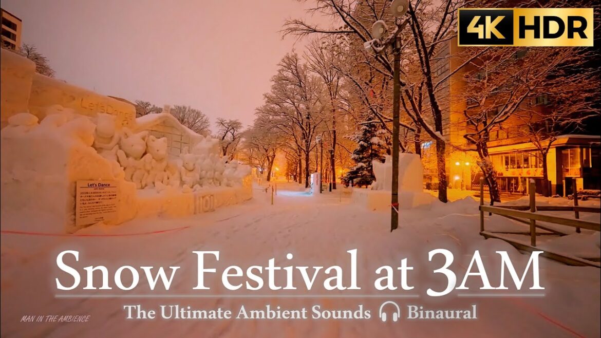 Late Night Walk in Sapporo Snow Festival ☃ walking tour //4K HDR