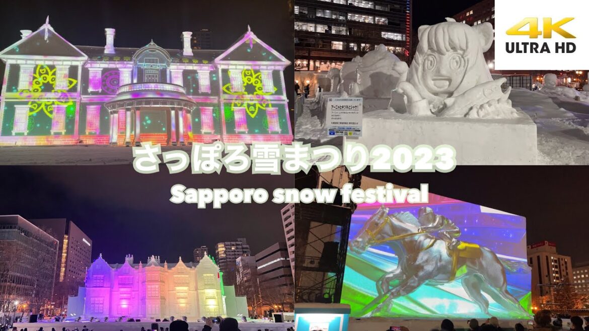 【4K】Sapporo snow festival 2023 ✨  Projection mapping with great impact and excitement 👀