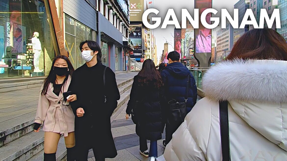 Seoul Walk in Gangnam During Freezing Day | Seoul Walking Tour