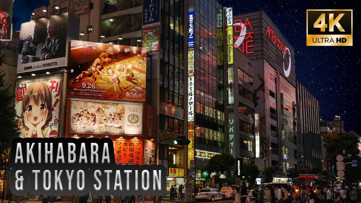 NIGHT WALK AKIHABARA TO TOKYO STATION at rain, Anime Manga City, Japan【4K Ambient ASMR】