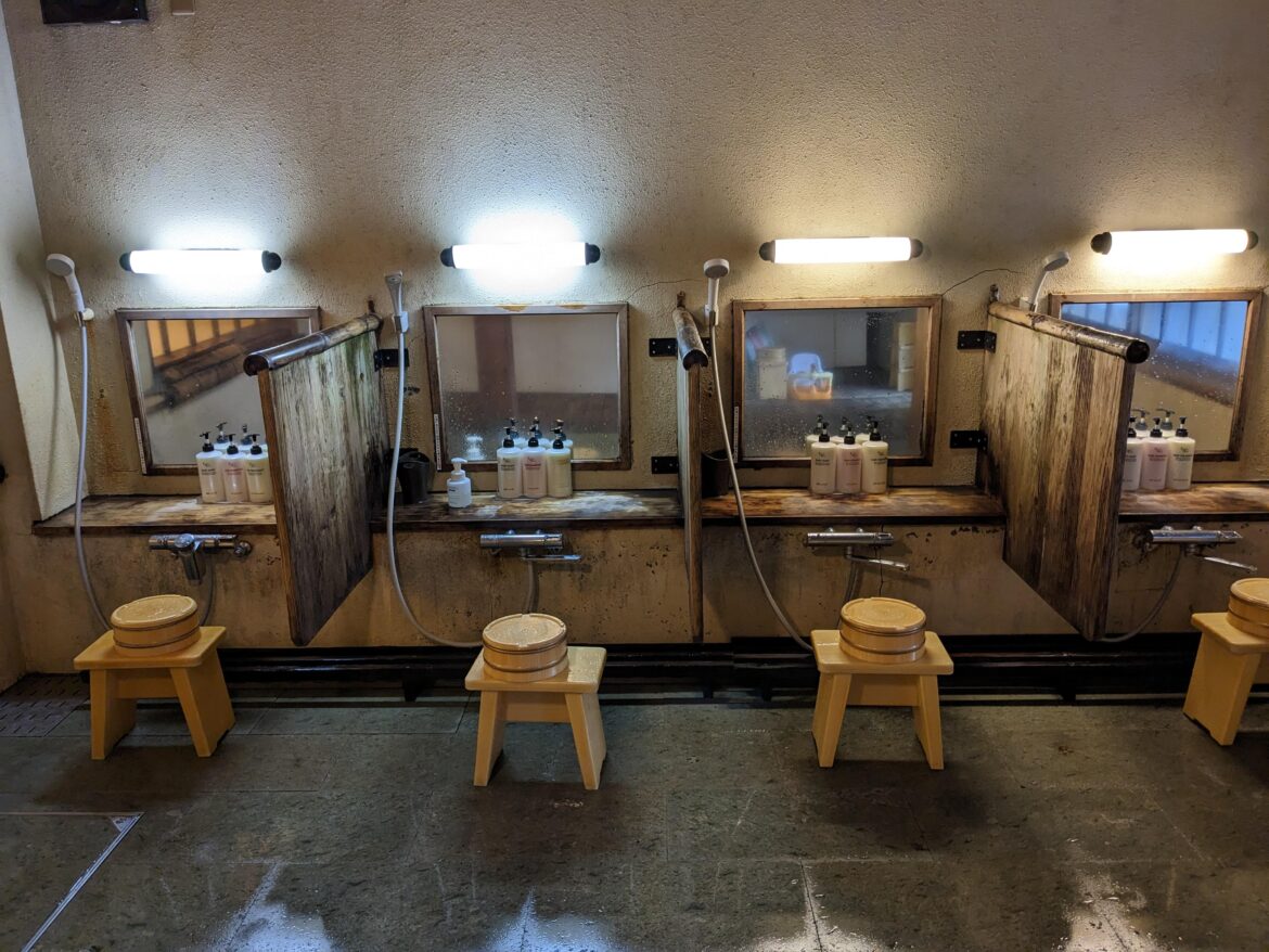 Shower / Bath Room in Traditional Japanese Hot Spring (Onsen) Resort