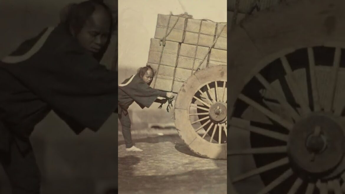 Japanese 100 years ago, Samurai in Yokohama, A rainy day, The Imperial Palace, #shorts