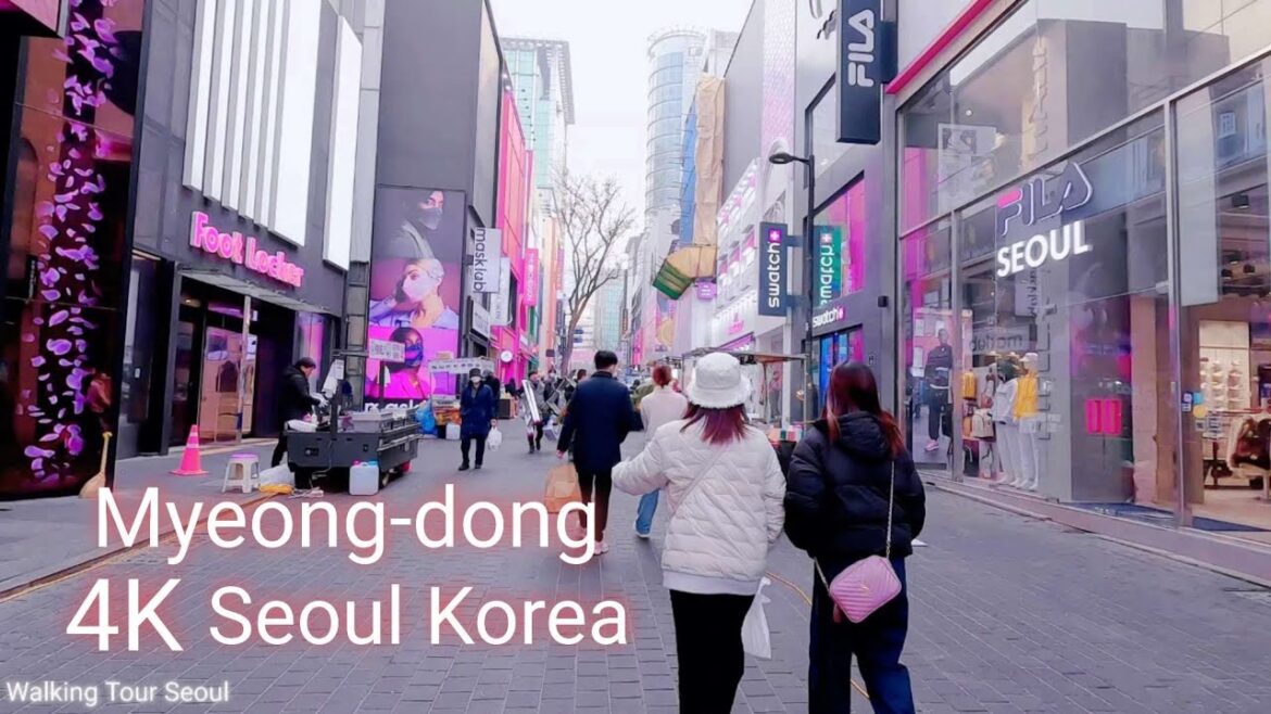 Seoul walk, Korea - Myeongdong street, shopping and food | 明洞 | 명동 | 4K