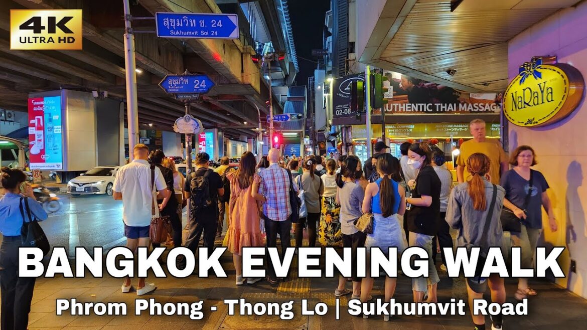 [4K] Bangkok City Evening Walk | Phrom Phong to Thonglor 🇹🇭 Thailand 2023