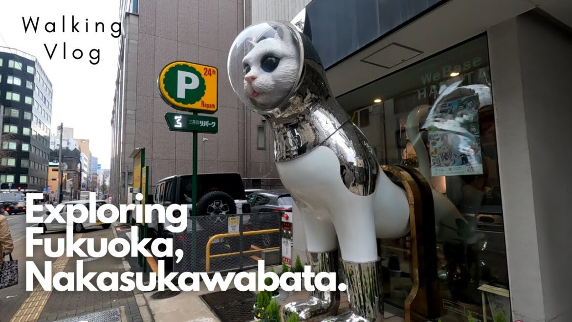 Exploring Fukuoka, Nakasukawabata | Walking vlog ASMR