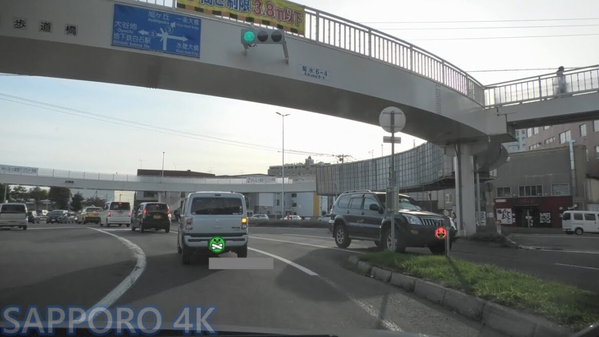 菊水旭山公園通 [ #札幌市 4K/30p 車載動画 ドライブ]：国道12号交点～藻岩山麓通交点