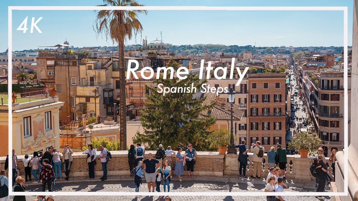 [4K] Italy 🇮🇹 | Rome Spanish Steps,🌴  Villa Borghese Park | CROWDED streets and beautiful sunshine!
