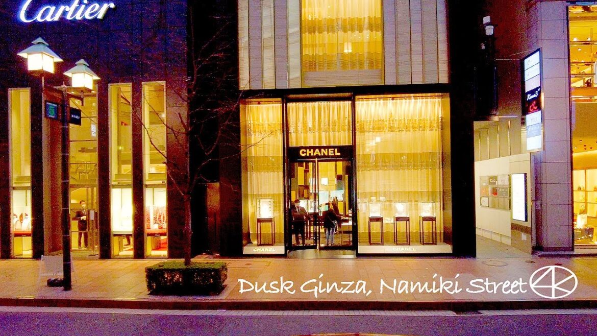 4K 銀座・並木通りの夕暮れ 時計ストリート散歩 2023 東京 Japan