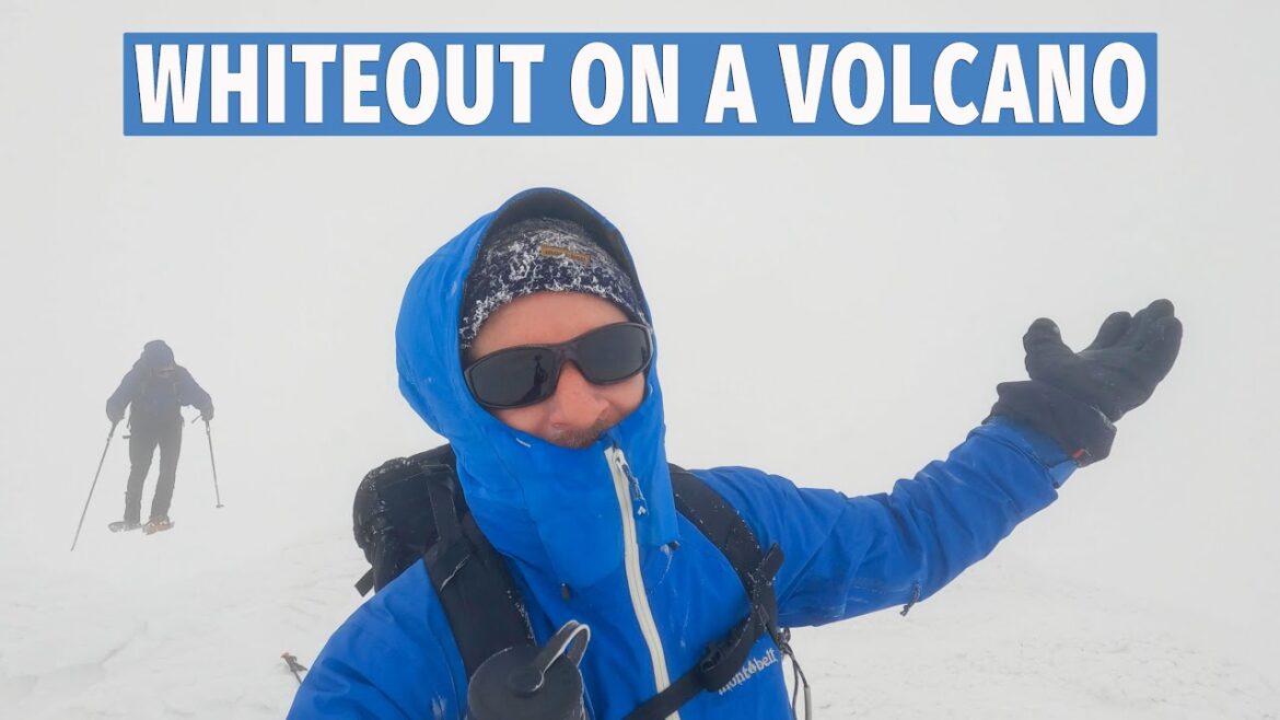 Whiteout conditions on a volcano in Akita, Japan