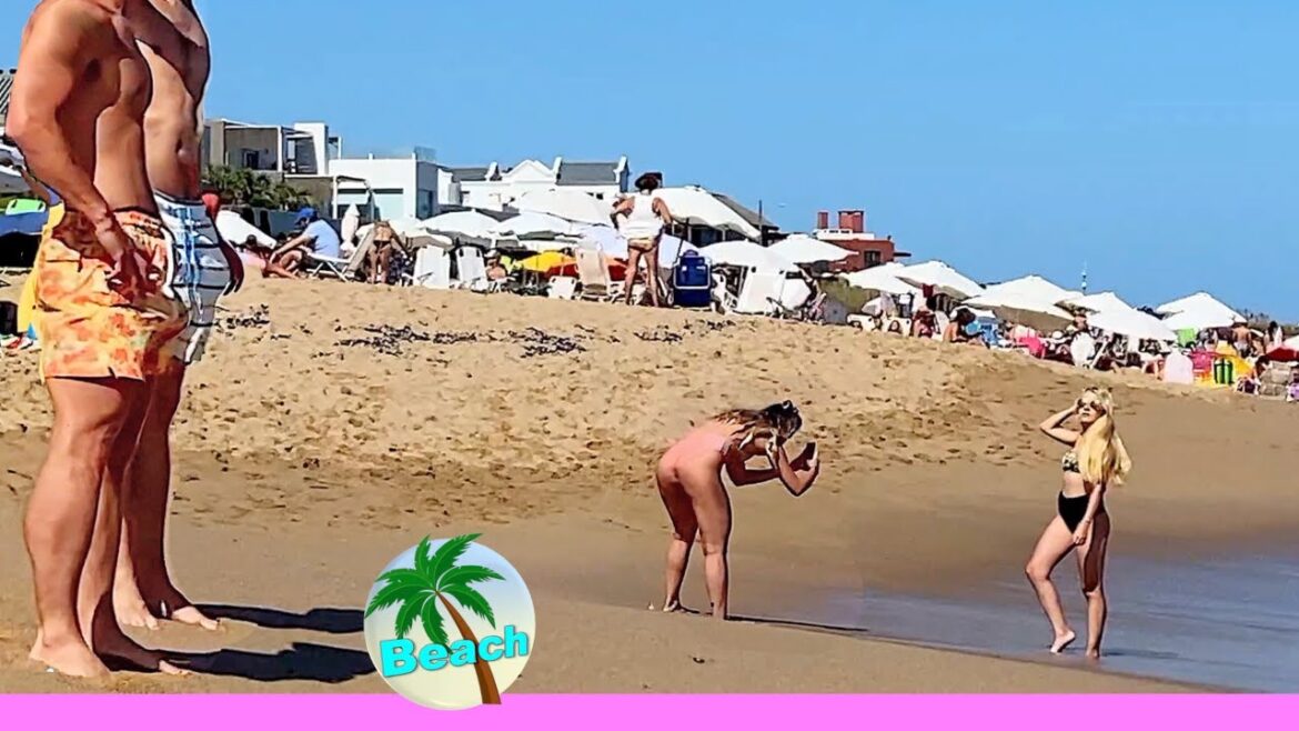 BEACH walk BIKINI BEACH Punta del Este Uruguay 4K video TRAVEL