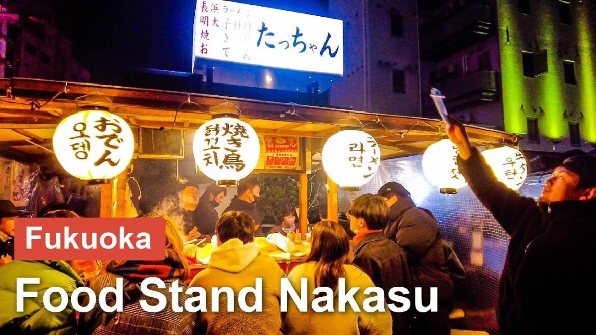 【Fukuoka 💖】Walk Japan - Nakasu Yatai Food Stand Road in Fukuoka【4K】오사카 โอซาก้า