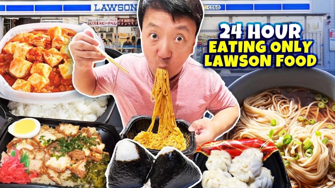 24 Hours Eating ONLY at Japanese Convenience Store LAWSON FOOD REVIEW