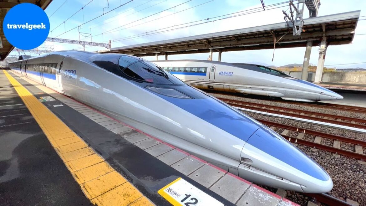 Riding Japan's BULLET TRAIN Shinkansen 500 Series from Osaka to Hiroshima