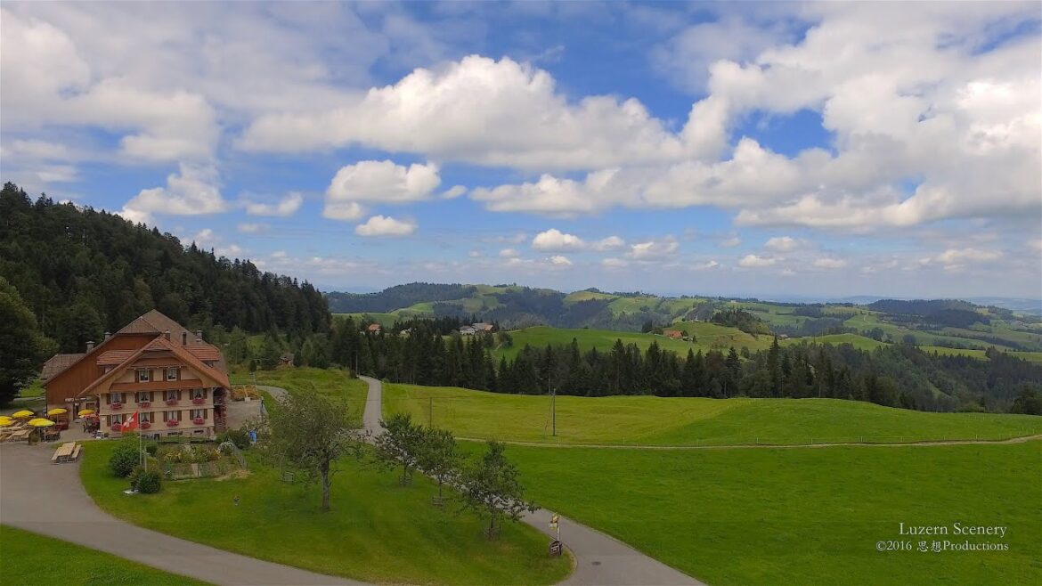 4K Romoos Entlebuch Luzern SWITZERLAND アルプス山脈 aerial view