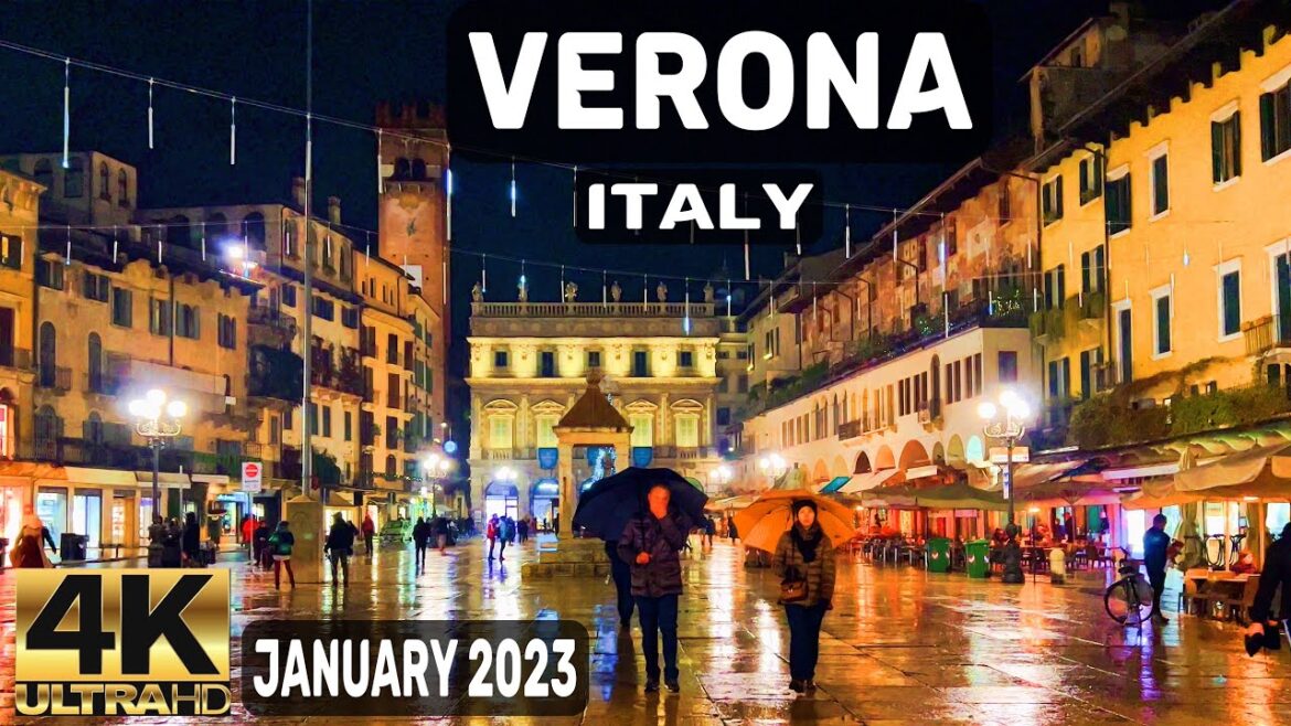 [4k] 🇮🇹 VERONA ITALY | RAINY EVENING WALKING TOUR | JANUARY 2023