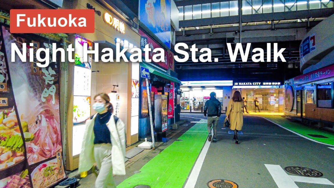 【Fukuoka 💖】Walk Japan - Night around Hakata Station Walk【4K】오사카 โอซาก้า