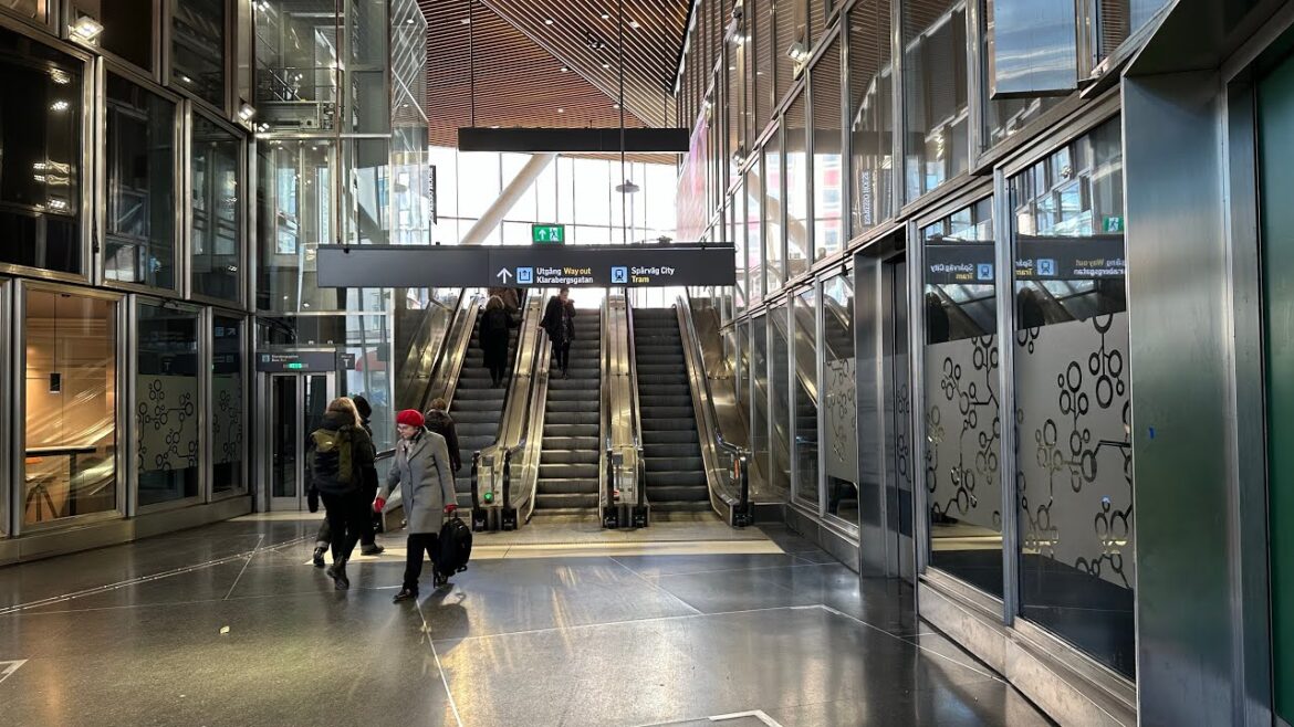 Sweden, Stockholm Escalators: Central Station’s deepest escalator walk.