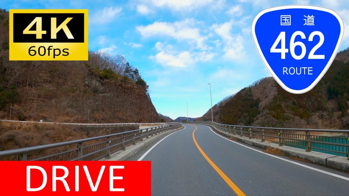 【Driving in Japan】National Route 462: Kanna, Gumma - Kodama, Saitama（車載動画 国道462号 神流～児玉）[4K]