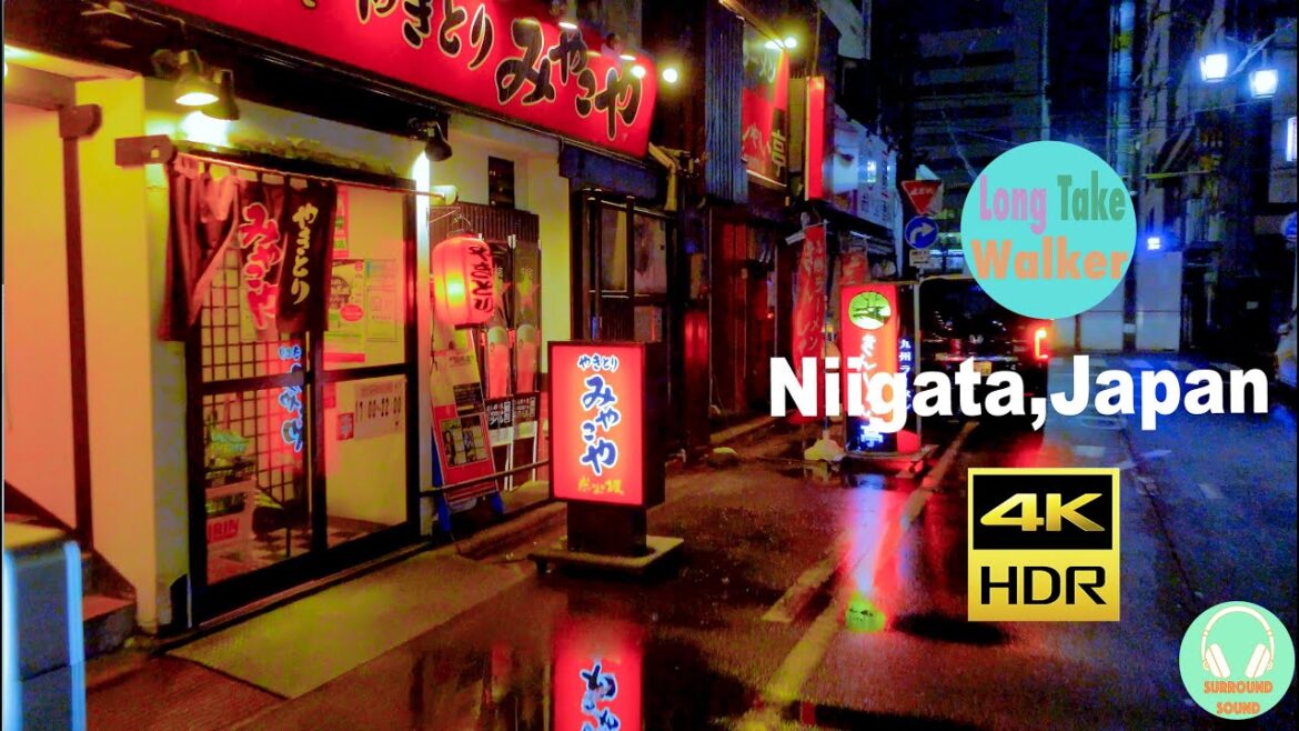 [4k] HDR Virtual walking tour - Night Walk in Niigata, Japan 夜行日本,新潟市