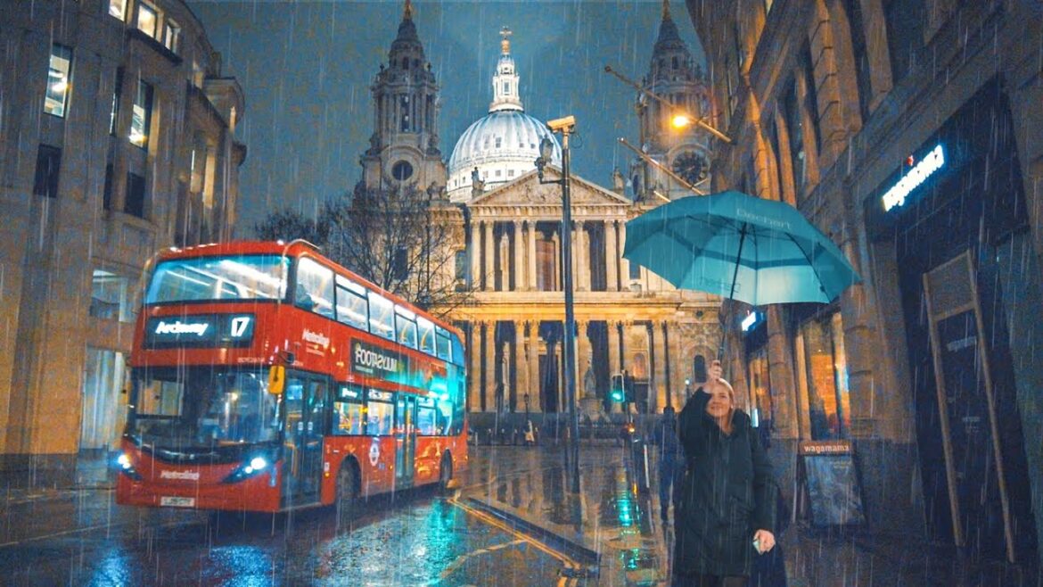 London Rain Walk at Dusk – Waterloo to the City of London incl. NEW Bank Station – 4K 60FPS London Rain Walk at Dusk - Waterloo to the City of London incl. NEW Bank Station - 4K 60FPS