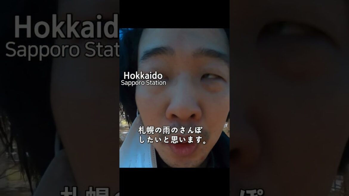 孤独の韓国人男性の雨の散歩