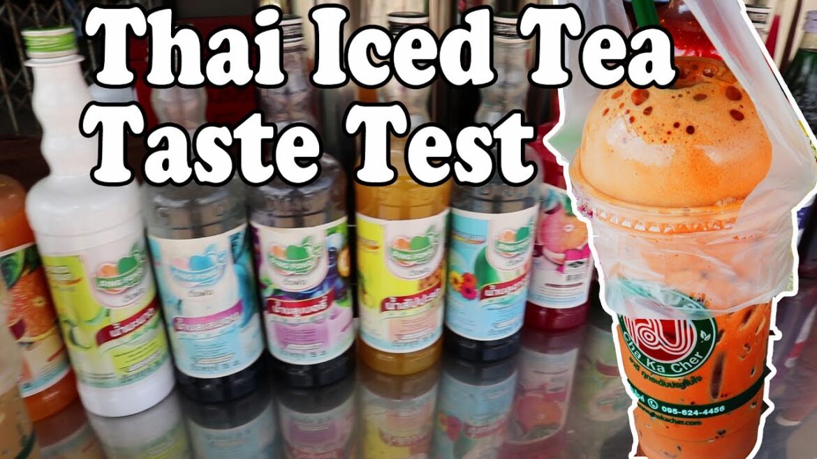 Thai Iced Tea Vendors. Street Food Drinks in Thailand Taste Test.