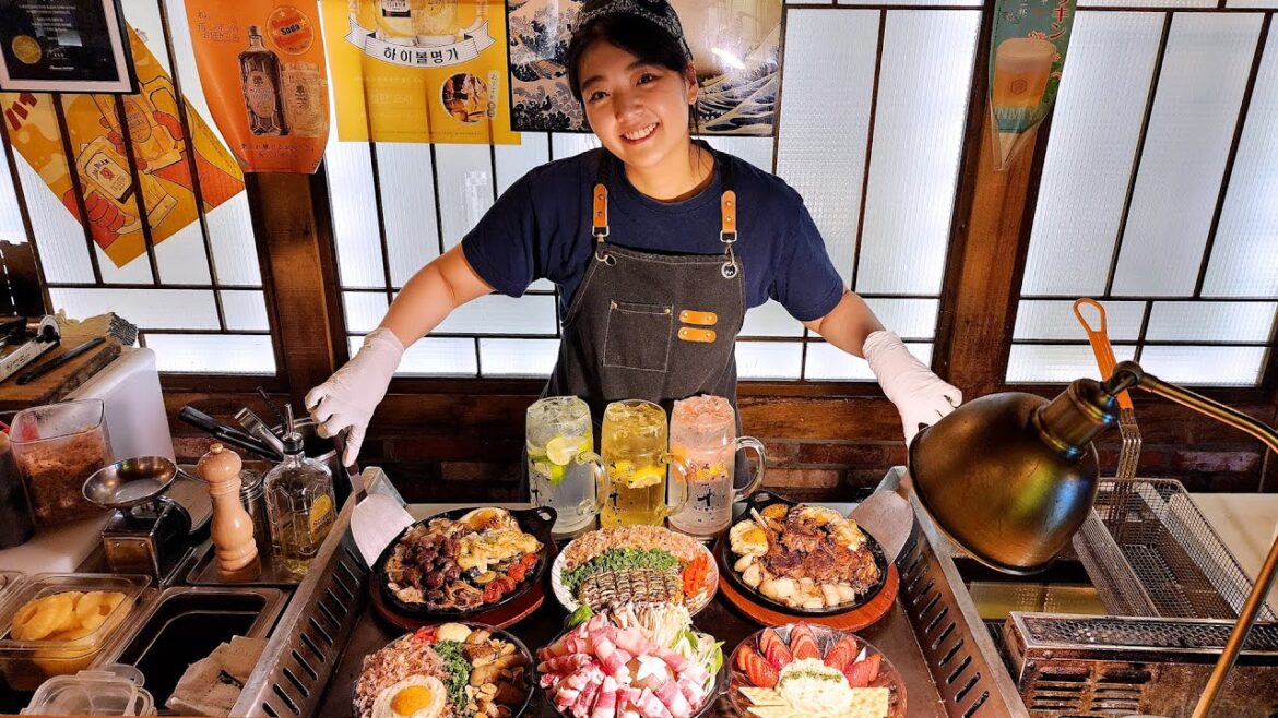 1리터 대왕 하이볼로 유명한 줄 서서 먹는 철판구이 전문점, 와규 블랙타이거, 오코노미야끼, Awesome Teppanyaki that sells 1L Giant highball 1리터 대왕 하이볼로 유명한 줄 서서 먹는 철판구이 전문점, 와규 블랙타이거, 오코노미야끼, Awesome Teppanyaki that sells 1L Giant highball