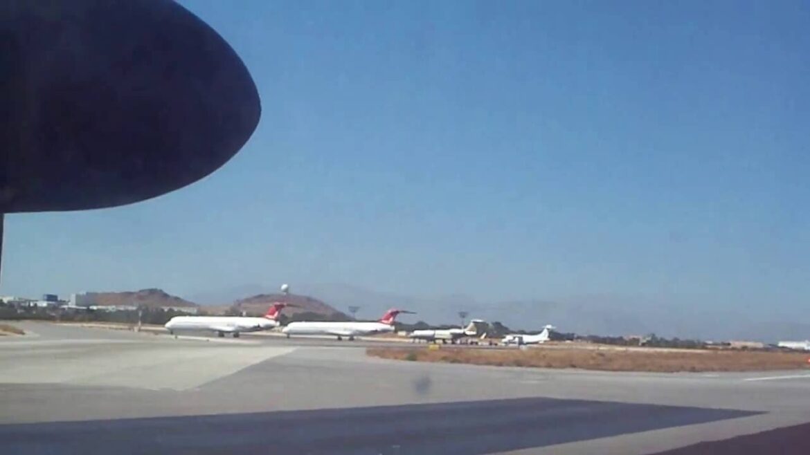 Olympic Airlines (FlyBe) DHC-8-402Q Dash 8 takeoff Heraklion LGIR to Athens LGAV G-ECOE