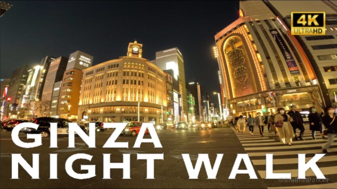 [4K] NIGHT WALK in GINZA 💛 Tokyo / 銀座 夜 散歩