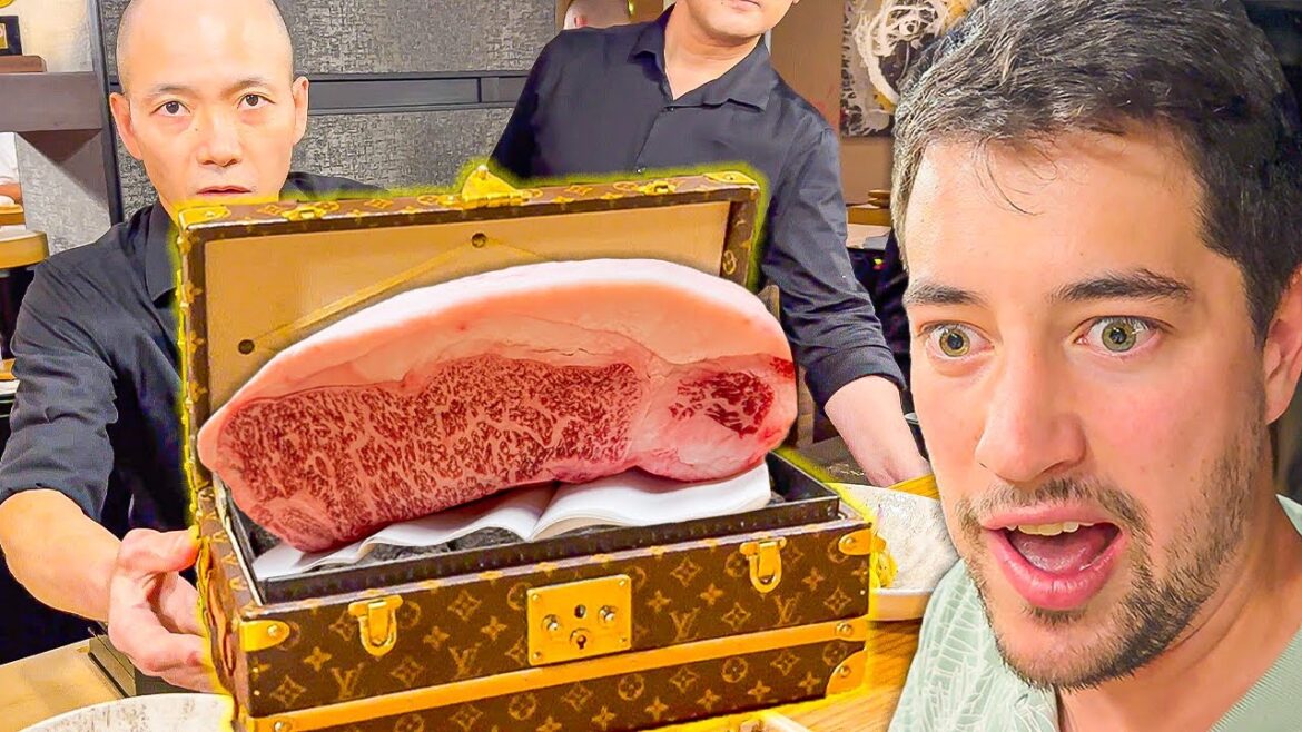 JAPANESE FOOD : Louis Vuitton KOBE BEEF Omakase!! $60,000 Luxury Trip to ?????