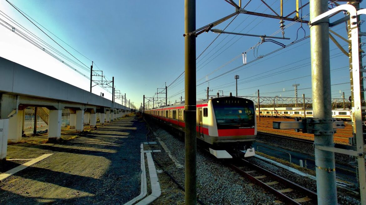 千葉県千葉市美浜区 JR京葉線 幕張豊砂駅1番線を通過する E233系電車